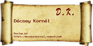 Décsey Kornél névjegykártya