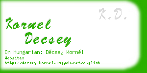 kornel decsey business card